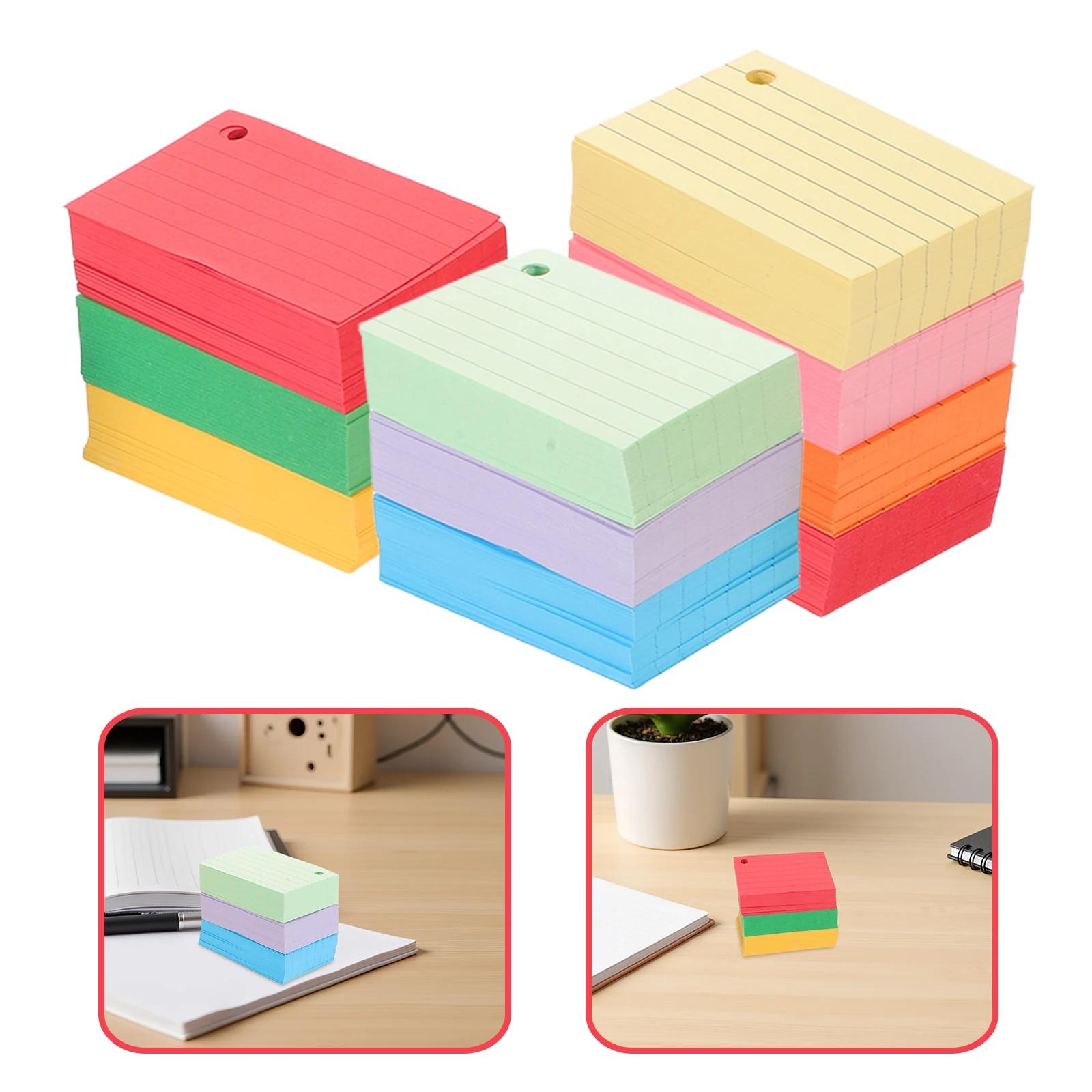 

10 Books Index Cards - 7.4 X 5.1cm Blank Colored Flashcards Vocabulary Writing Cardstock For Studying - Lined Memo Note Card