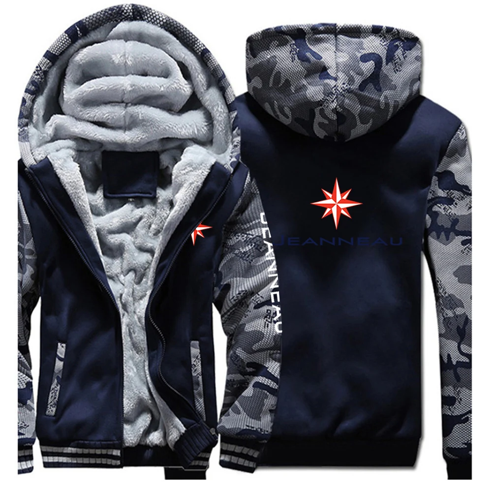 2024 Autumn Winter Men Jeanneau Logo Print Outdoor Popular Long Sleeve Thickened Hoodies Sports Cold Prevention Warm Hooded Coat - Image 4
