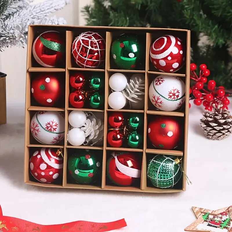 Galvanisierte Weihnachtskugel-Ornamente aus Kunststoff, glänzend, handbemalt, einzigartige Form für Urlaub, Party, Weihnachtsbaum, Zuhause, Hängedekoration