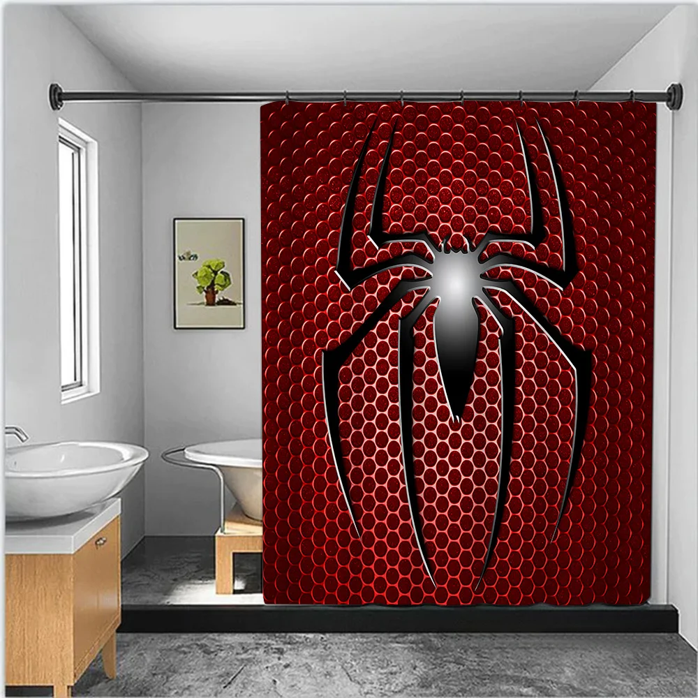 Hot Super H-hero Spider-Man Shower Curtain Waterproof Polyester Fabric Paint Bath Curtain Home Bathroom Decor Curtain With Hook