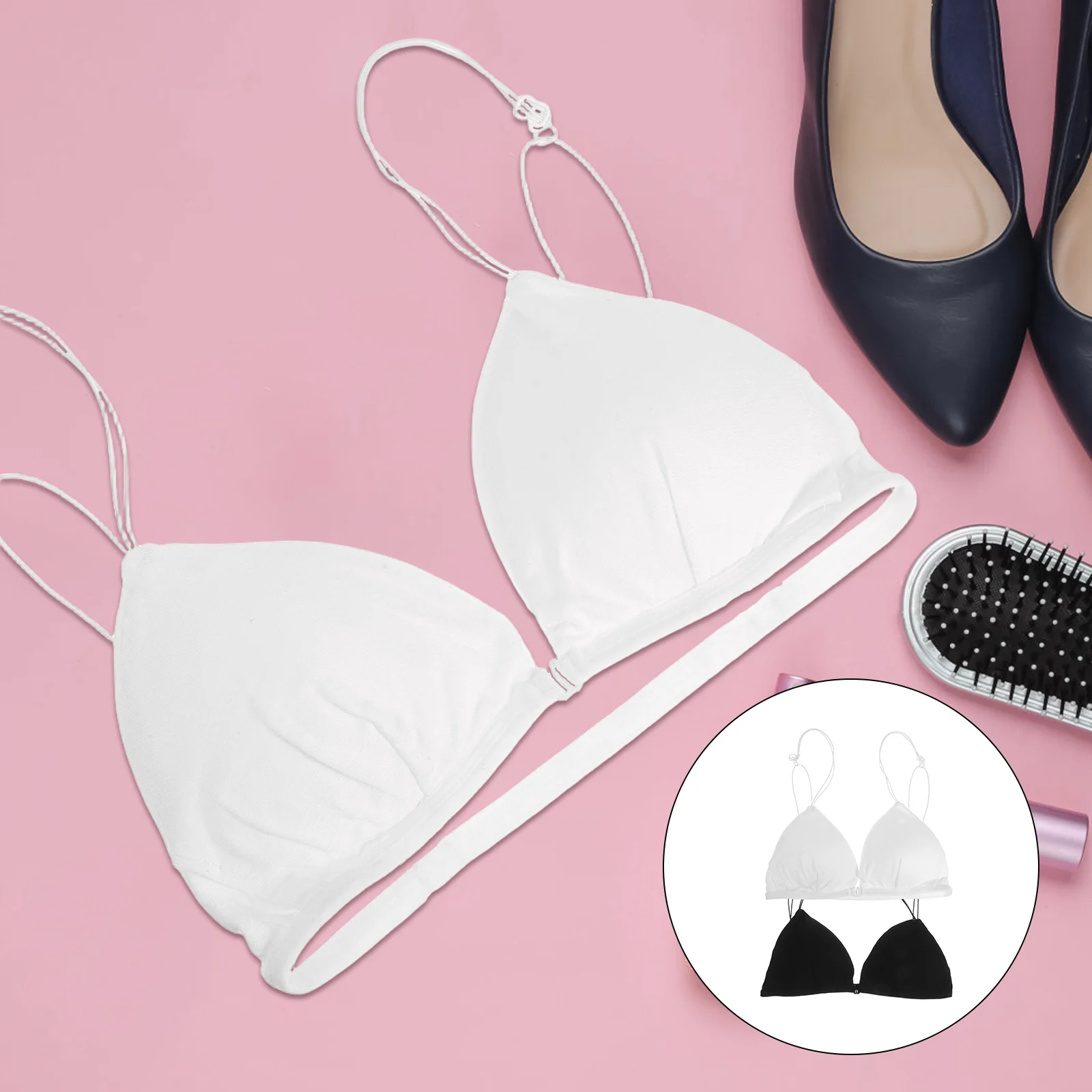 

2pcs Triangle Bralettes For Women Cotton Seamless Wire Free Lightweight Comfortable Snap Front Bralette Tops Padded Supportive