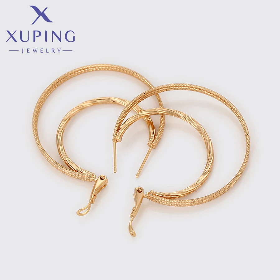Xuping Jewelry New Arrival Fashion Серьги Simple Gold Color Huggies Earrings for Women Trendy Party Gift X001003301