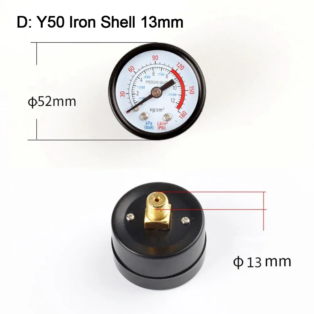 1pc Y40 Y50 Pressure Gauge 0-180PSI Gas Water Fuel Liquids Meter Accurate Pressure Measurement Gauge For Air Compressor