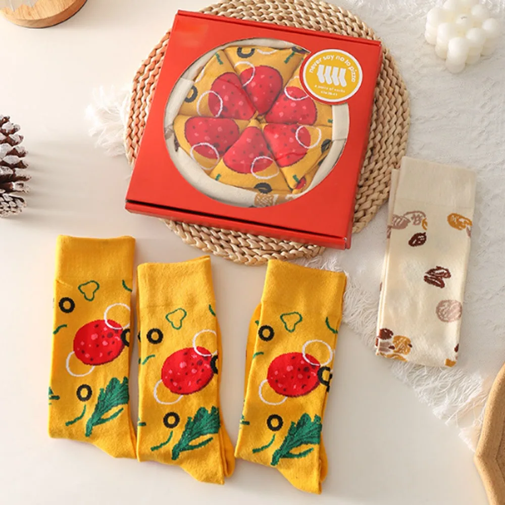 

New Cotton Funny Socks Breathable Harajuku Street Pizza Socks Casual Warmth Novelty Socks Women Girls