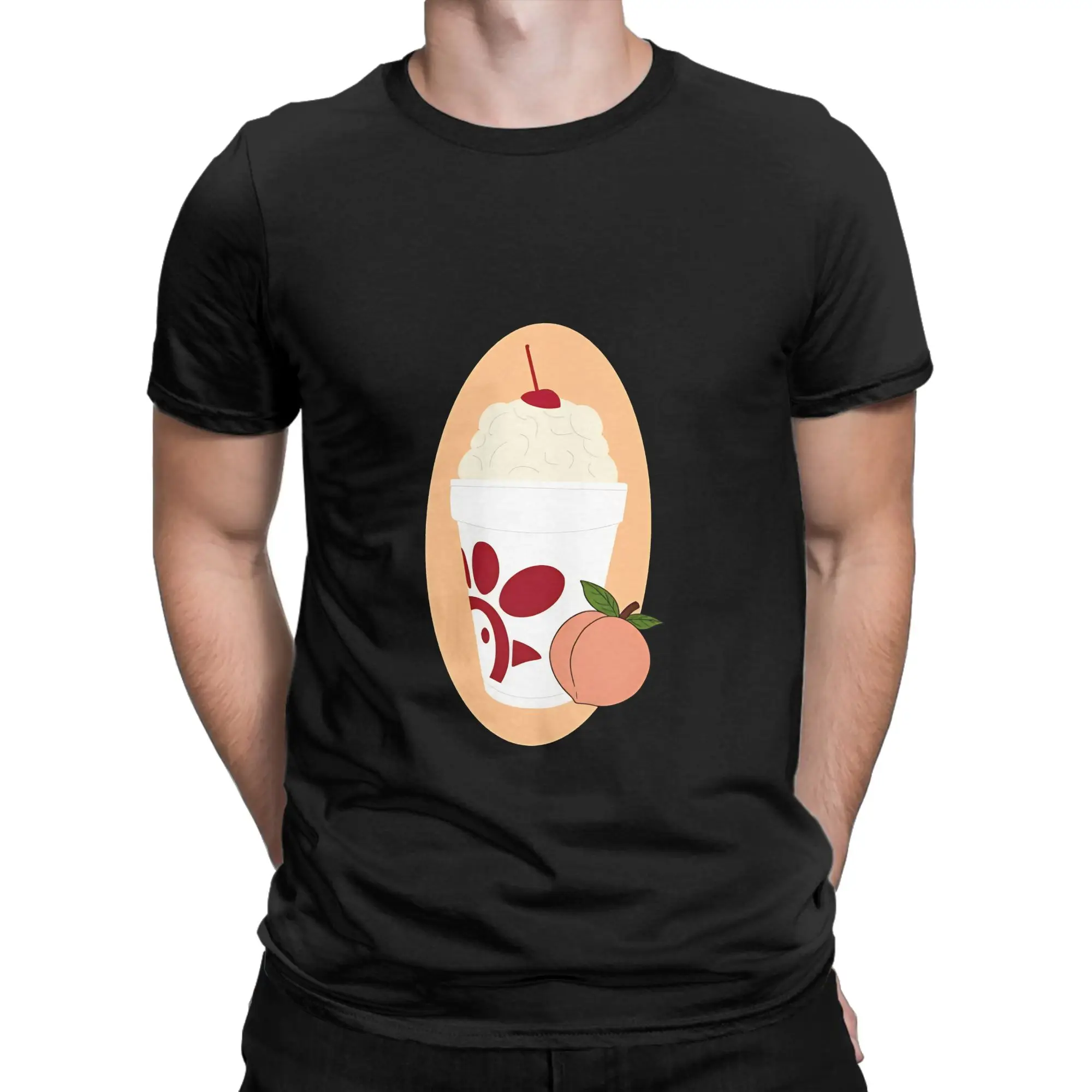 Peach Milkshake Funny Graphic 100% Cotton T-Shirt Chick fil A Cup Tops Tees For Men