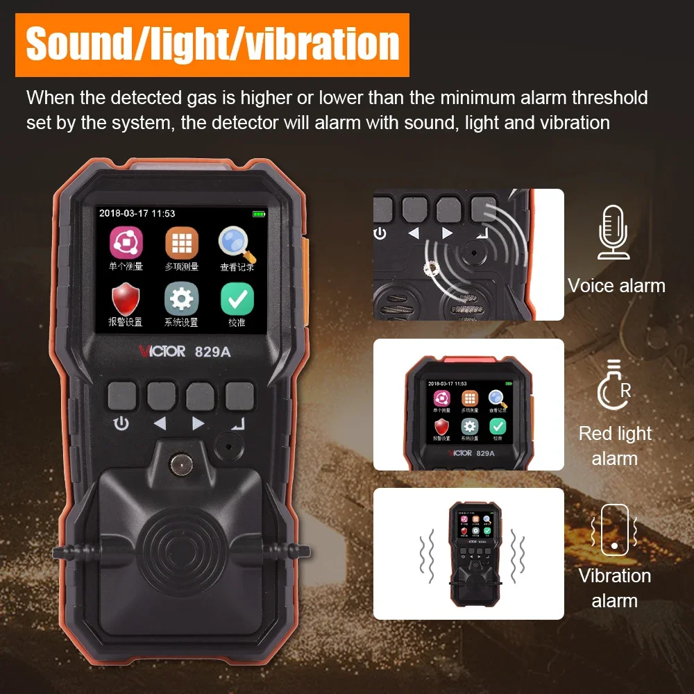 2025 heißer Verkauf VICTOR 829A Handheld Vier Gas CO O2 H2S LEL Gasdetektor Multigasdetektor