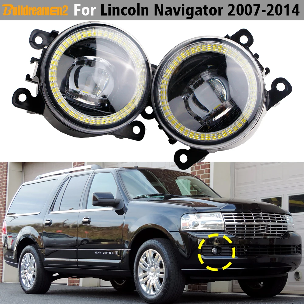 2 X LED Fog Light Angel Eye DRL H11 Car Fog Daytime Running Lamp For Lincoln Navigator 2007 2008 2009 2010 2011 2012 2013 2014