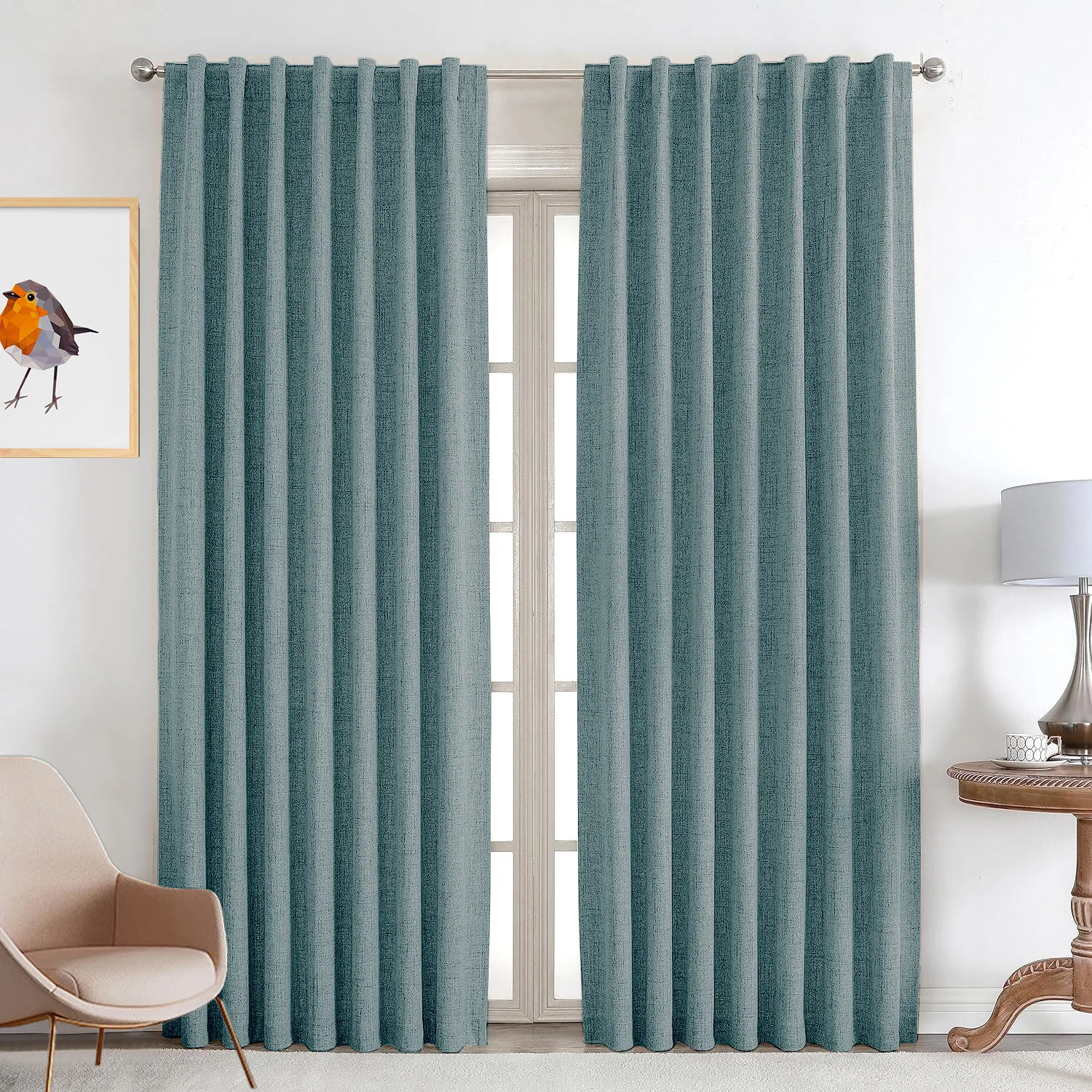 Customized curtains in various colors 100% full blackout coating linen curtains finished products