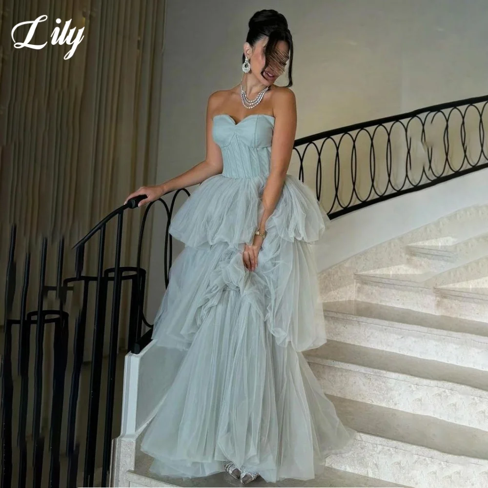

Элегантное вечернее платье Lily Blue Sweetheart с открытой спиной, атласные многослойные плиссированные вечерние платья فساتين السهرة по индивидуальному заказу