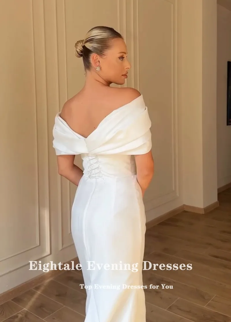 Eightale Arabic Wedding Dress Customized Ivory Strapless Bridal Gown Off Shoulder Muslim Mermaid Bride Party Dress