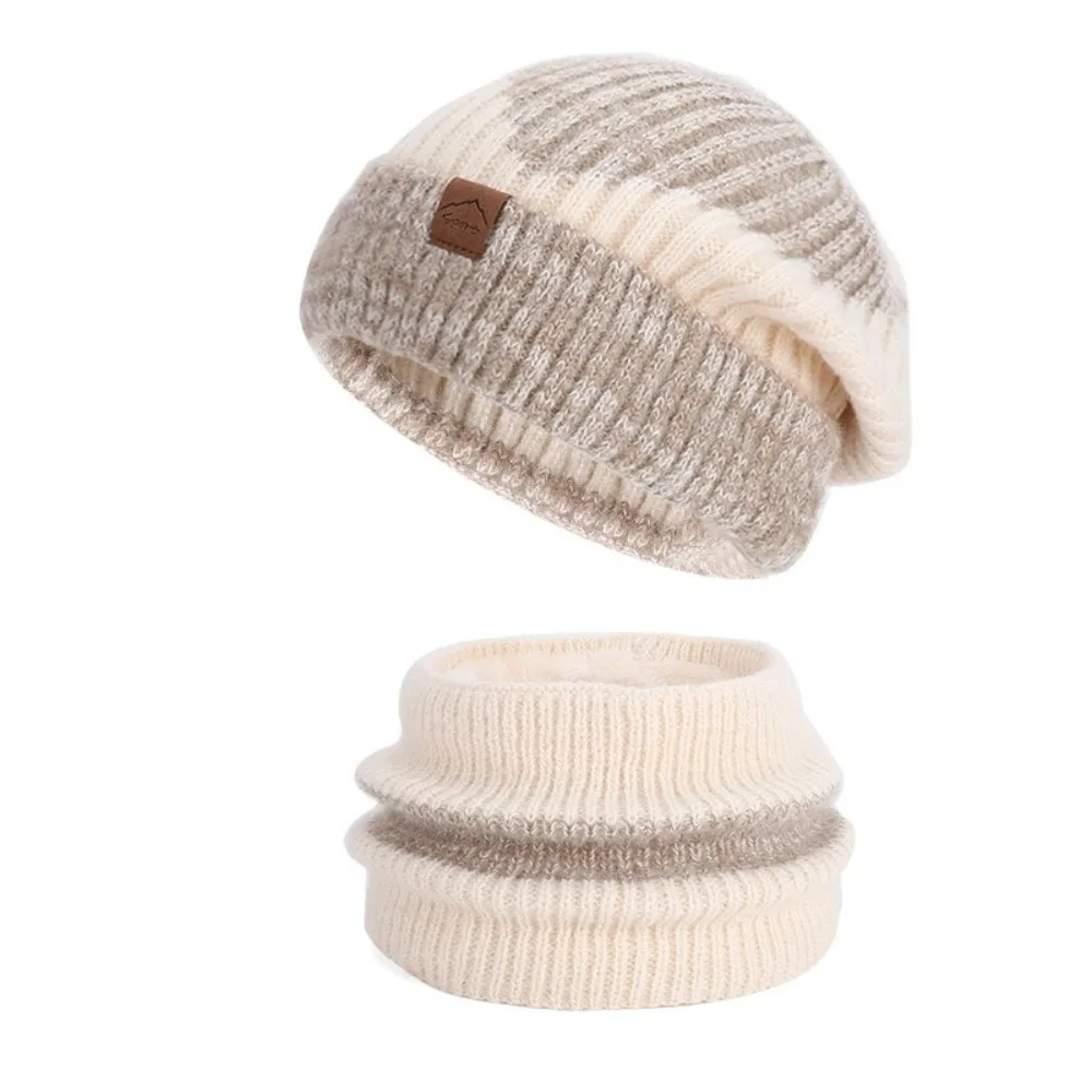 

soft Winter Beanie Hat Scarf Set Thicken Stylish Design Thermal Knit Cap Thermal Protection Fleece Lined Warm Wool Hat