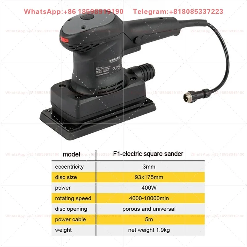 1 piece suitable for Hot Selling New Electric 400W 220V DIY Brushless Random Orbital Sander with Variable Speed and Sandpaper