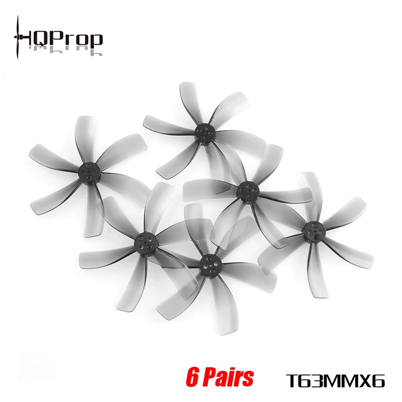 6Pairs(6 CW+6 CCW) HQPROP T63MMX6 Light Grey 63mm 6-Blade PC Propeller for RC FPV Freestyle 2.5inch Cinewhoop Ducted Drone