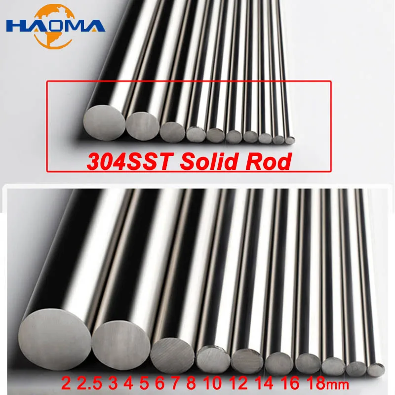 304 Stainless Steel Solid Round Rod Smooth Straight Metal Metric Bars Model DIY Craft Shaft Tool Diameter 2mm 4mm 5mm 8mm 16mm