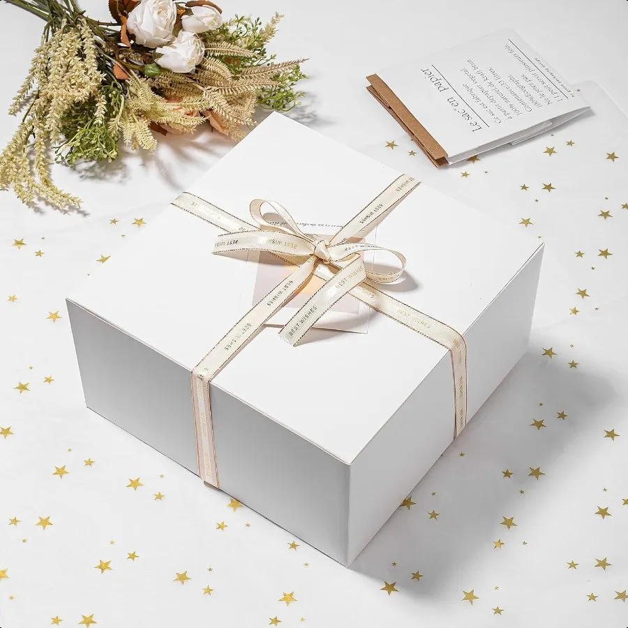 Cajas de Regalo con Tapas 10x10x5 Pulgadas Paquete de 10 Cartón Blanco