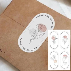 Cute Flower Stickers para Pequenas Empresas, Muito obrigado, Baking Cake Sobremesa Embalagem, Gift Sealing Decor Labels, 40-100 Pcs