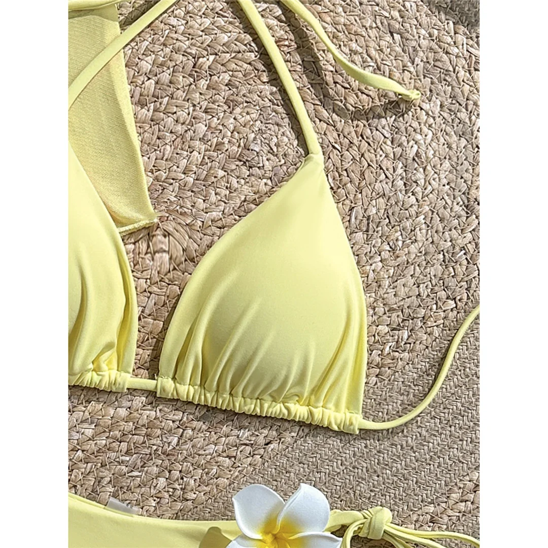 Neuer bedruckter Bikini mit Weste und Neckholder, Damen-Badeanzug, dreiteiliges Bikini-Set, gepolsterter Badeanzug, Badebekleidung, Schwimmanzug V8309 – Detail 13