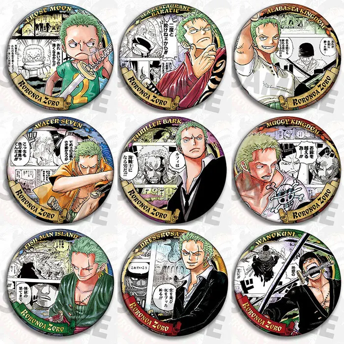 One Piece Zoro Anime Badge Pin Brooch Replica Collectible Shiny Film Medal Merchandise Accessories Gift for Fans Cosplay Party