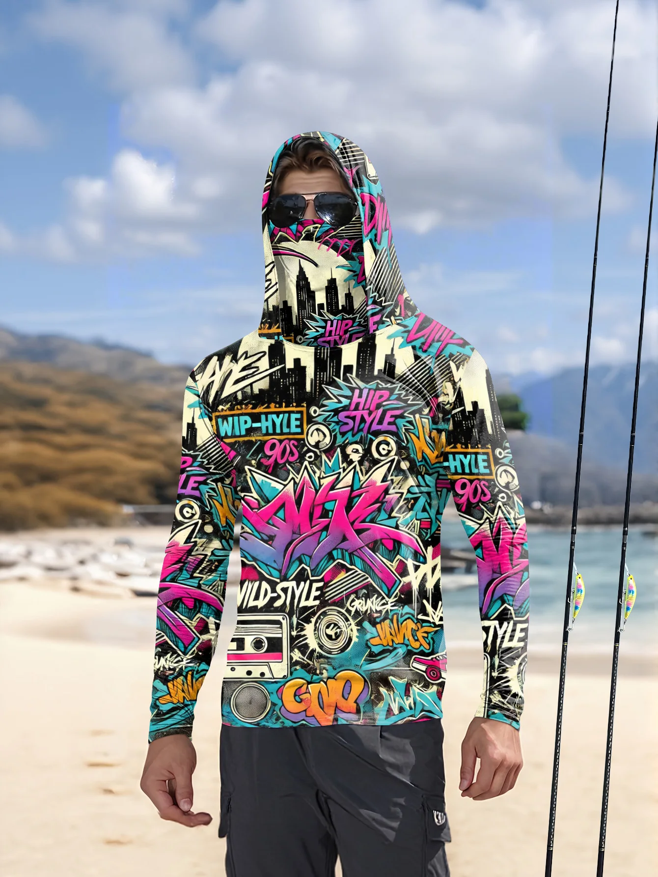 2026 Summer New Style Men's Long-Sleeved Shirt with 3D Letter Pattern Print for Comfortable Soft Breathable and Sporty Wear image 2