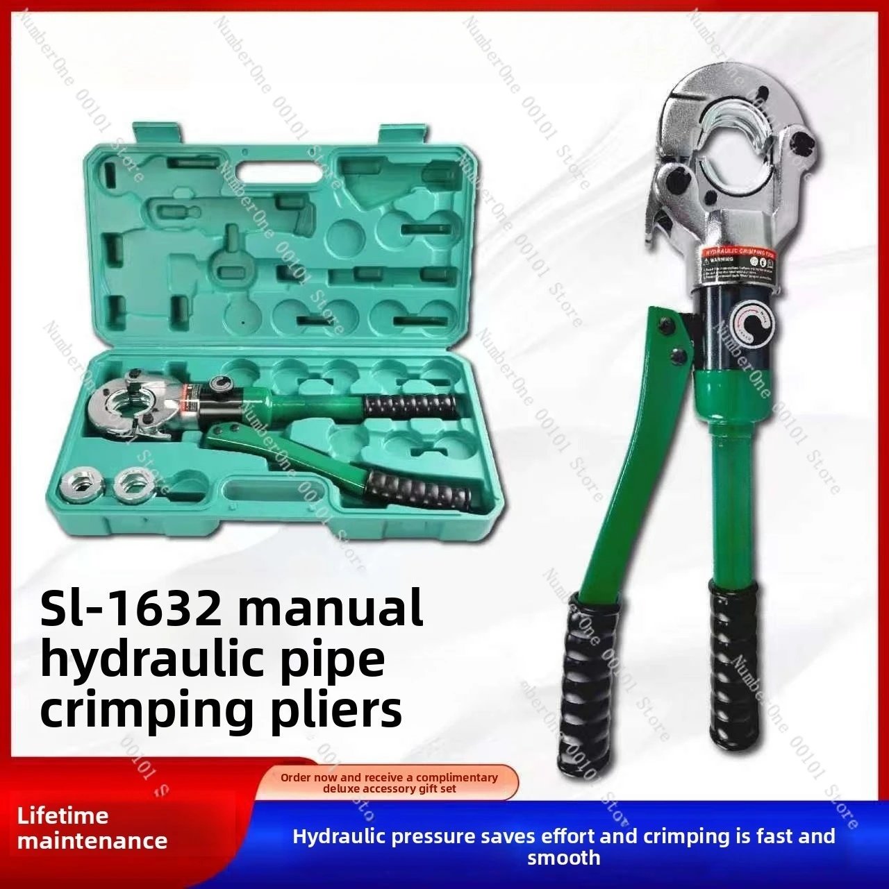 Manual Hydraulic Pipe Pliers Iron Chrome Plated 1632 Thin Wall Stainless Steel Pipe Copper Pipe PEX Aluminum Plastic