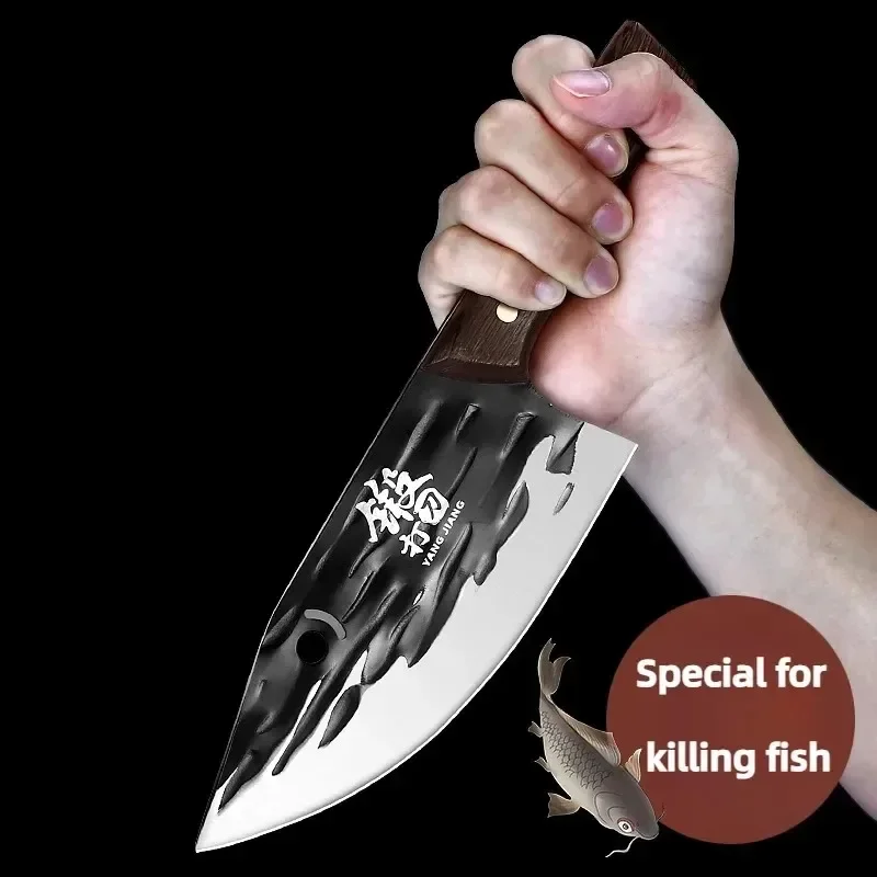 Stainless Steel Kitchen Fishing Knife Meat Cleaver Handmade Forged Chef Cooking Cutter Fish Scale Knife