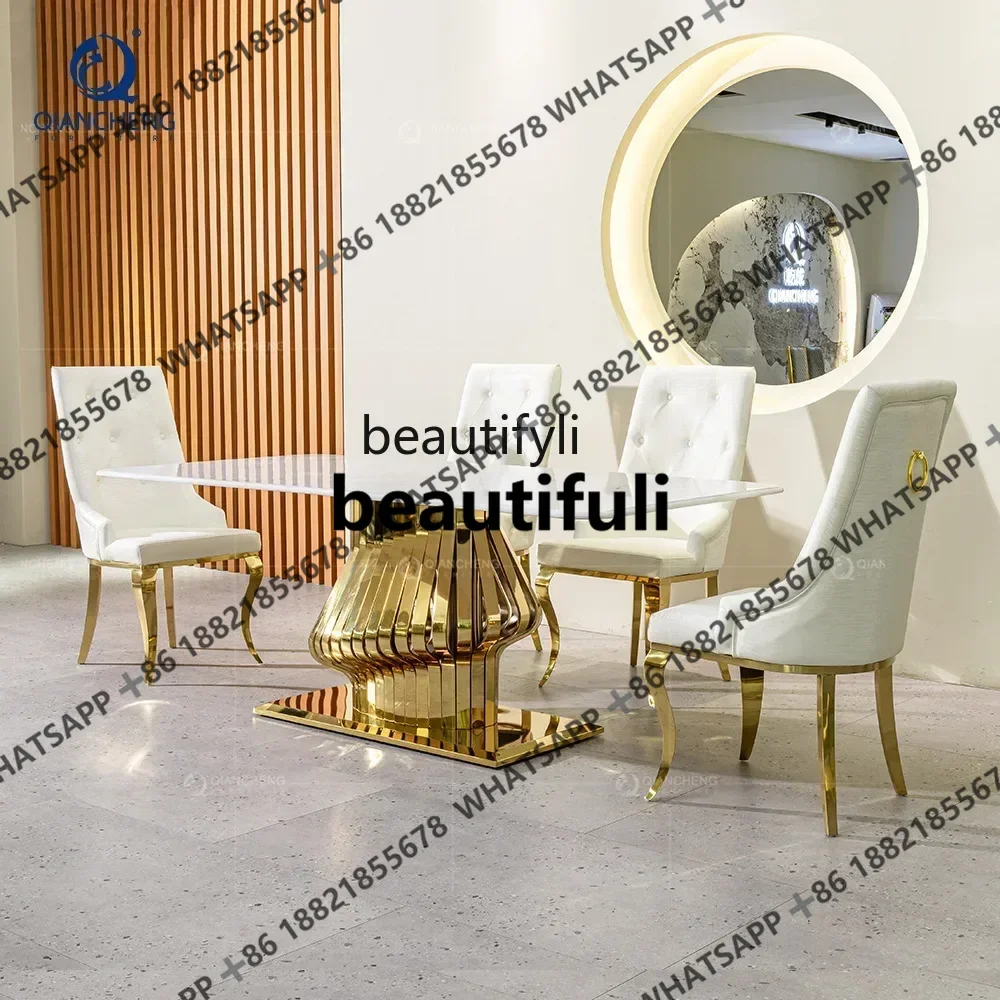ss25 Stainless steel modern hotel dining chair high-end soft bag white fashion restaurant chair light luxury velvet back chair