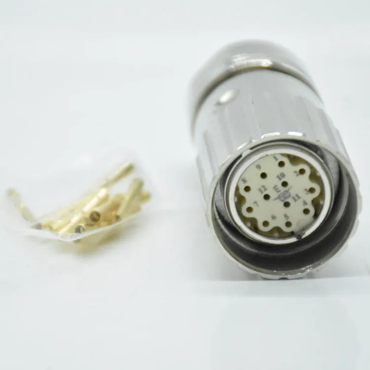 M23-12P female waterproof connector with female crimping pin, 12 core sensor aviation plug Electronic Accessories & Supplies