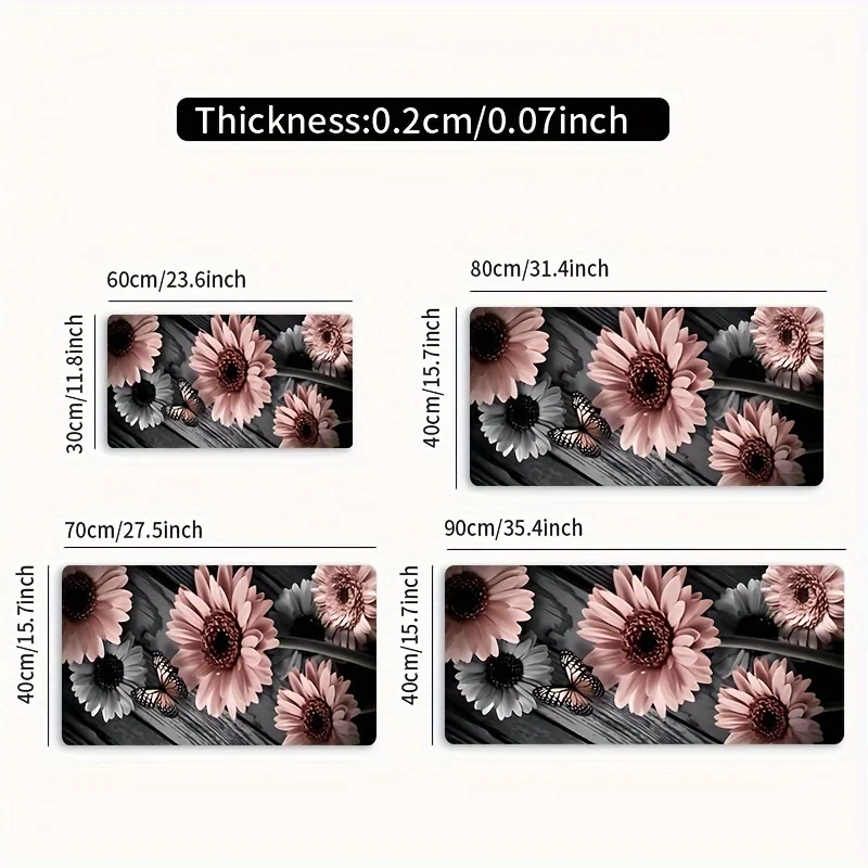 Pink Gerbera Daisy Butterfly Large Desk Mat Non-Slip Rubber Extended Gaming Mouse Pad Office