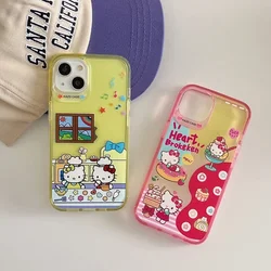 Cute Cartoon Sanrio Hello Kitty Chef Illustration Phone Case For iPhone 15 14 13 12 11 Pro Max Cases Clear Hard TPU Cover Gift