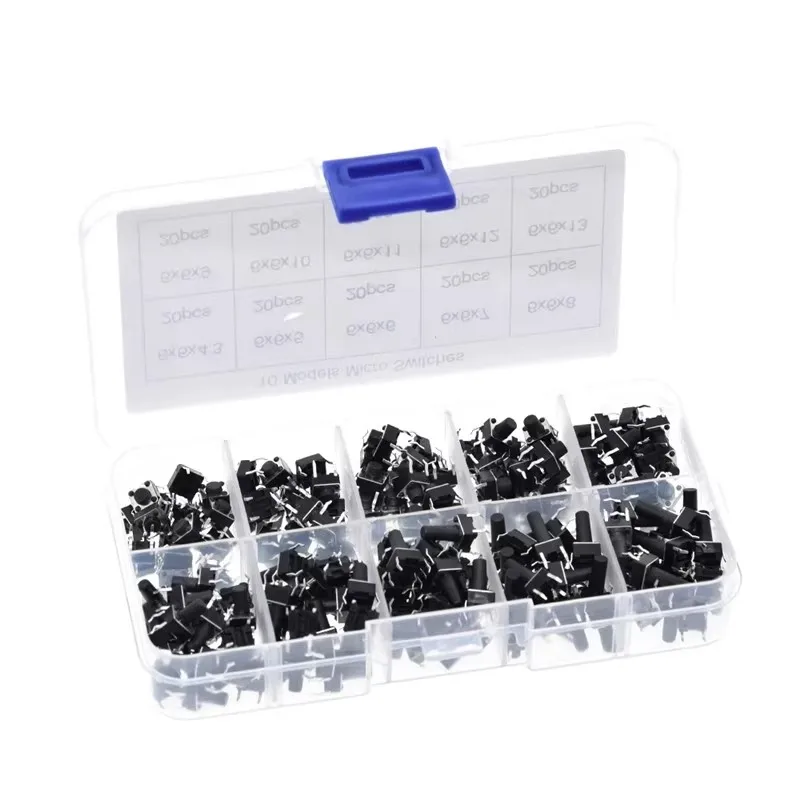 

10 types of micro-switch buttons, 100/200 pieces, 6*6 vertical panel switch buttons, repair switch buttons