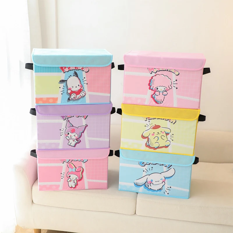 

Sanrio Kawaii Kuromi My Melody Storage Box Pochacco Cinnamoroll Anime Large Capacity Folded Box Cartoon Cute Clothes Toys Box