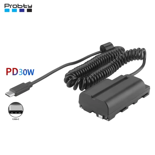Imagen 1 del producto Batería simulada USB-C PD30W a NP-F con cable extensible para Sony NP-F960 /750/770/970 para monitor de campo de cámara de alimentación