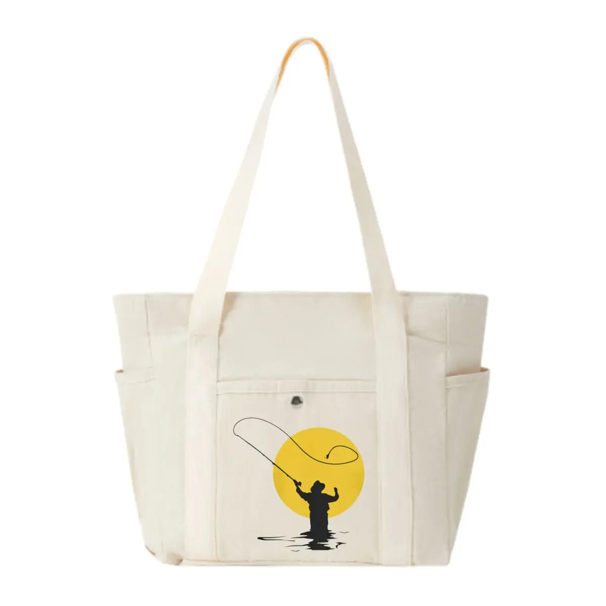 

Fly Fishing Silhouette Art Large-Capacity Canvas Multi-Pocket Shoulder Bag Commuter Shopping Practical Bag