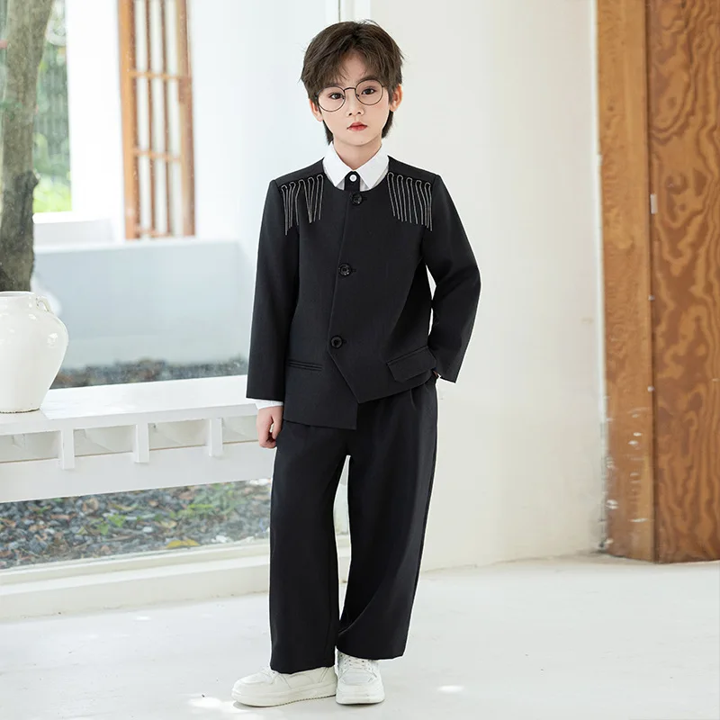 90-160 Children's New Chinese style Suit Set Autumn Boy Host Recitation Tang Suit Performance Costume