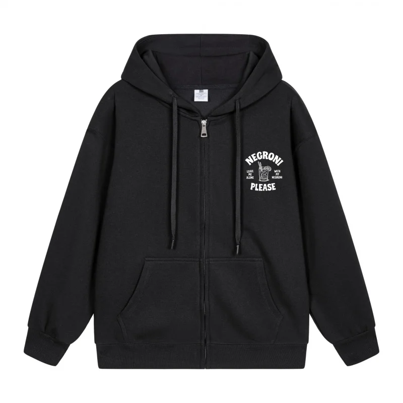 

Men's Zip-Up Hoodie Negroni Please Cocktail Glass Design 2025 New Style Casual Couples’ Style Casual and Loose