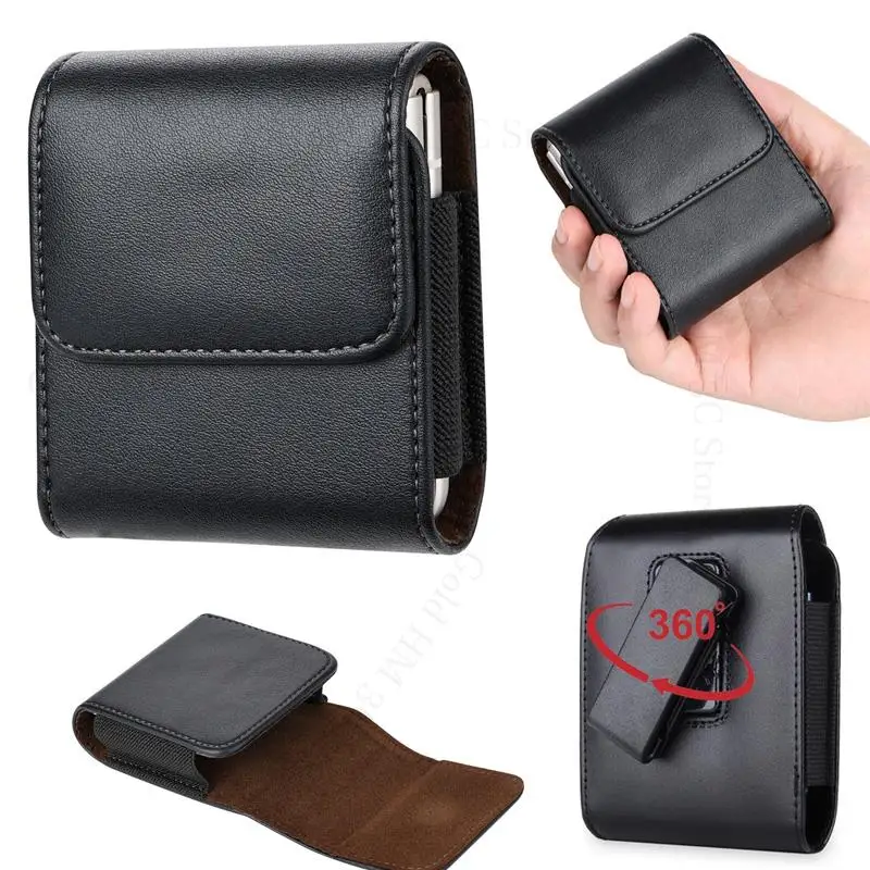 

Leather Phone Case For Motorola Razr 50s 50 Ultra 360° Belt Clip Waist Bag Pouch For Moto Razr Plus 2024 Holster Flip Phone Capa