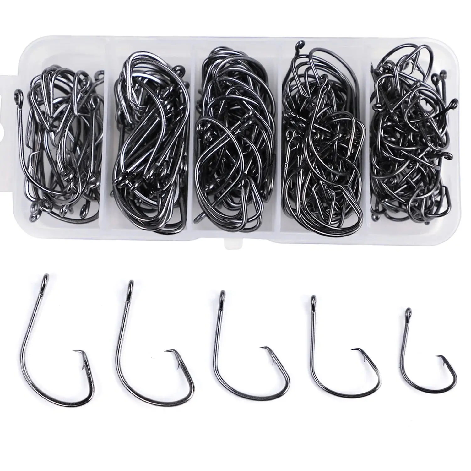 190pcs Mixed Size Hooks,High Carbon Steel,Carp Fishing Hooks with Box,Fishing Gear Equipment Accessories,Pesca Anzol Tackle