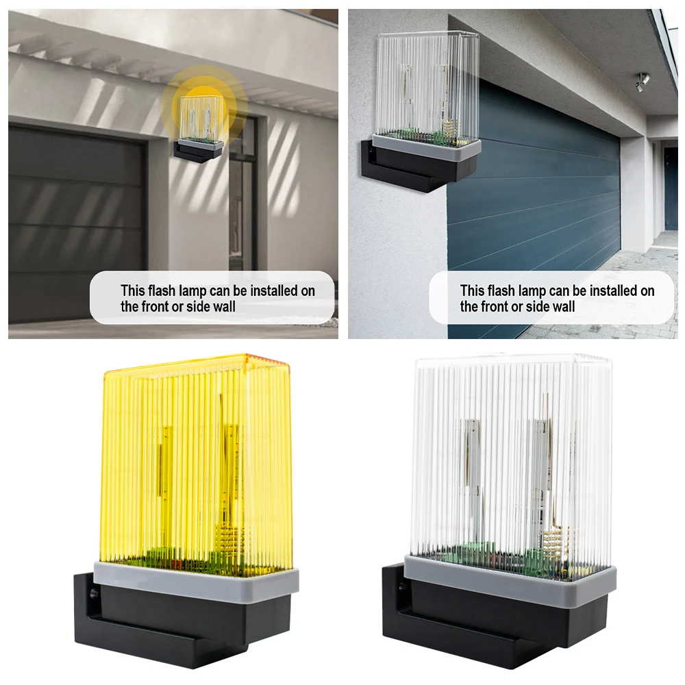 Flash Lamp Security Protection Multiple Voltage Flashing Light for Gate Alarm 12V-265V AC/DC Universal Duty Cycle Outdoor