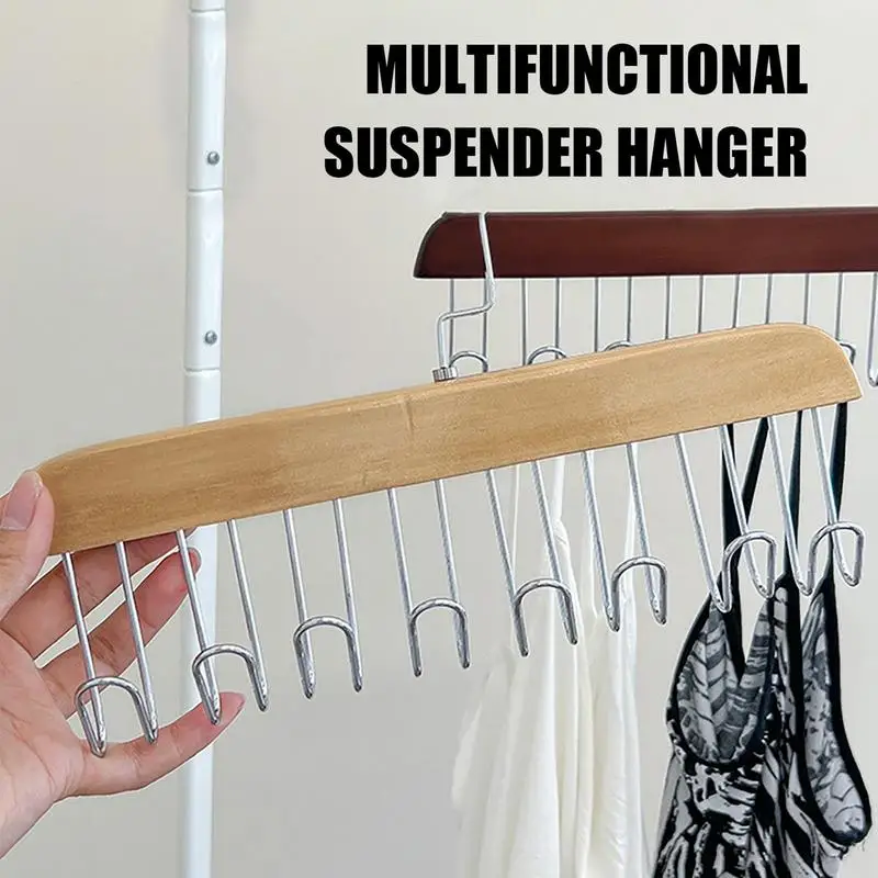 

Multifunctional Bra Hanger Sturdy And Durable Wooden Scarf Organizer Clothes Organizer Space Saving Hooks For Beanie Scarfs Bras