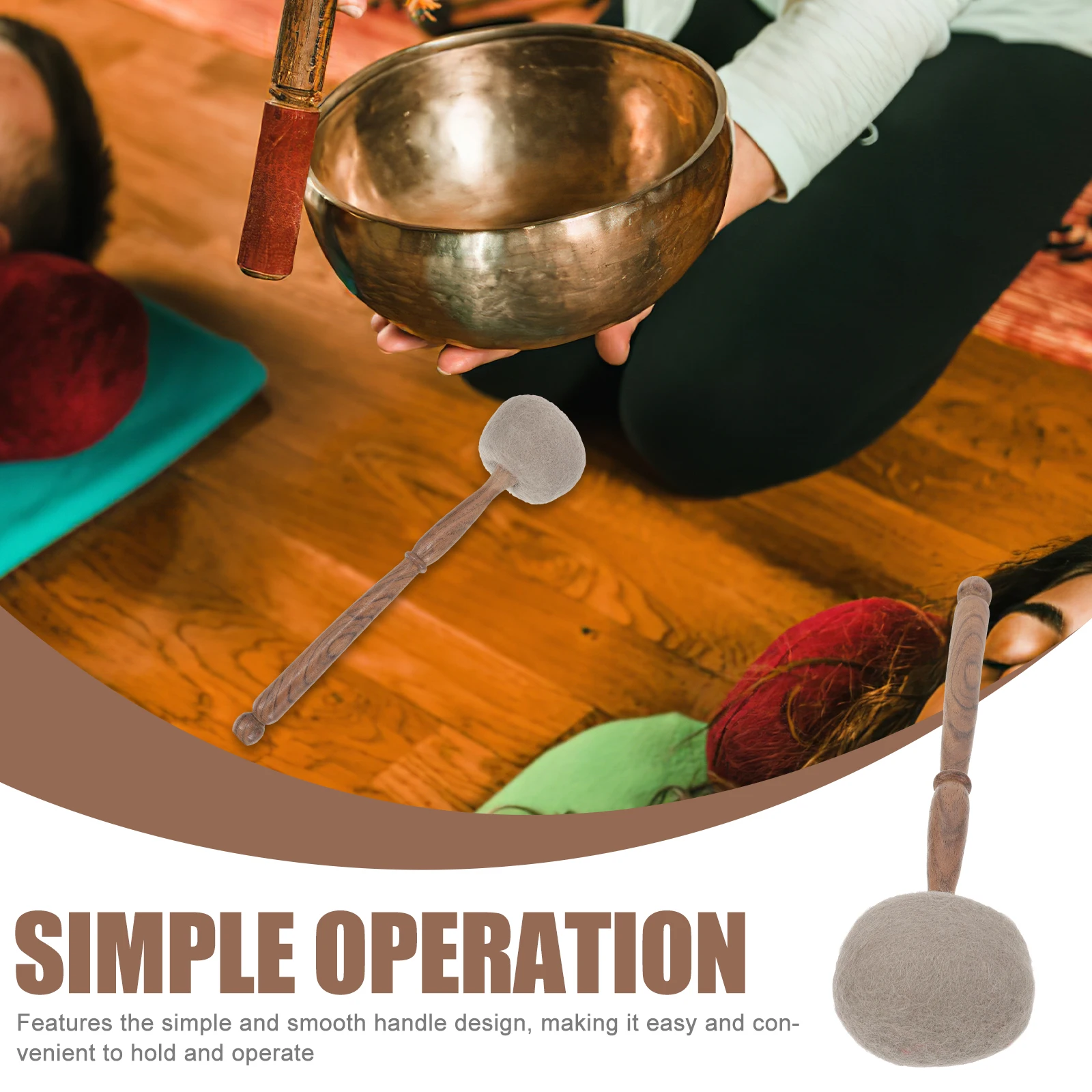 

Music Bowl Wool Felt Hammer Sound Mallet Wooden Stick Striker for Tibetan