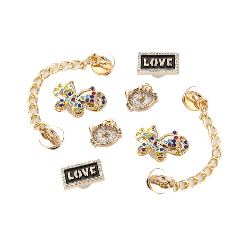 8 ชิ้น Bling รองเท้า Charms เครื่องประดับเพชรรองเท้าตกแต่งด้วยโซ่อุปกรณ์เสริมสําหรับสาวผู้หญิง Designer Luxury สําหรับ Womwn สาว