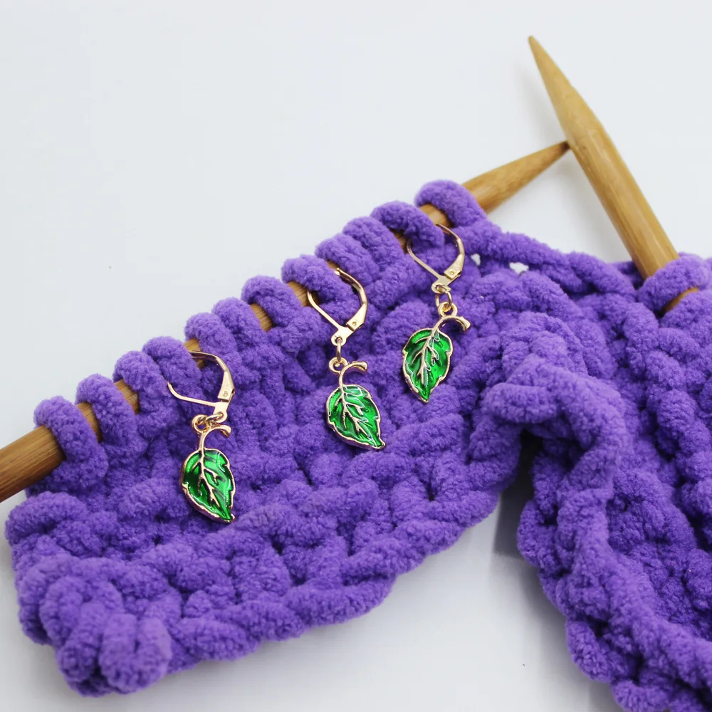 Metal Opuntia Cactus Knitting Stitch Markers, Enamel Charm Locking Crochet Pins for Sewing or Craft Accessories of DIY Supplies view 3