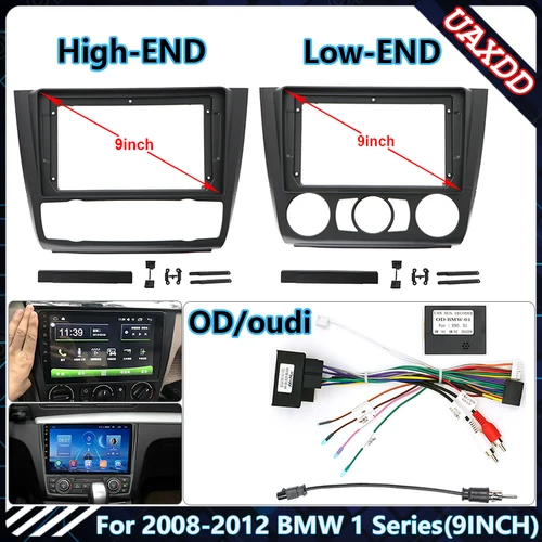Imagen 1 del producto Fascia de Radio de coche para BMW X1 2008-2012 reproductor de Panel de vídeo de 9 pulgadas Audio Dash 2 Din marco Kit de montaje de tablero Cable adaptador Canbus