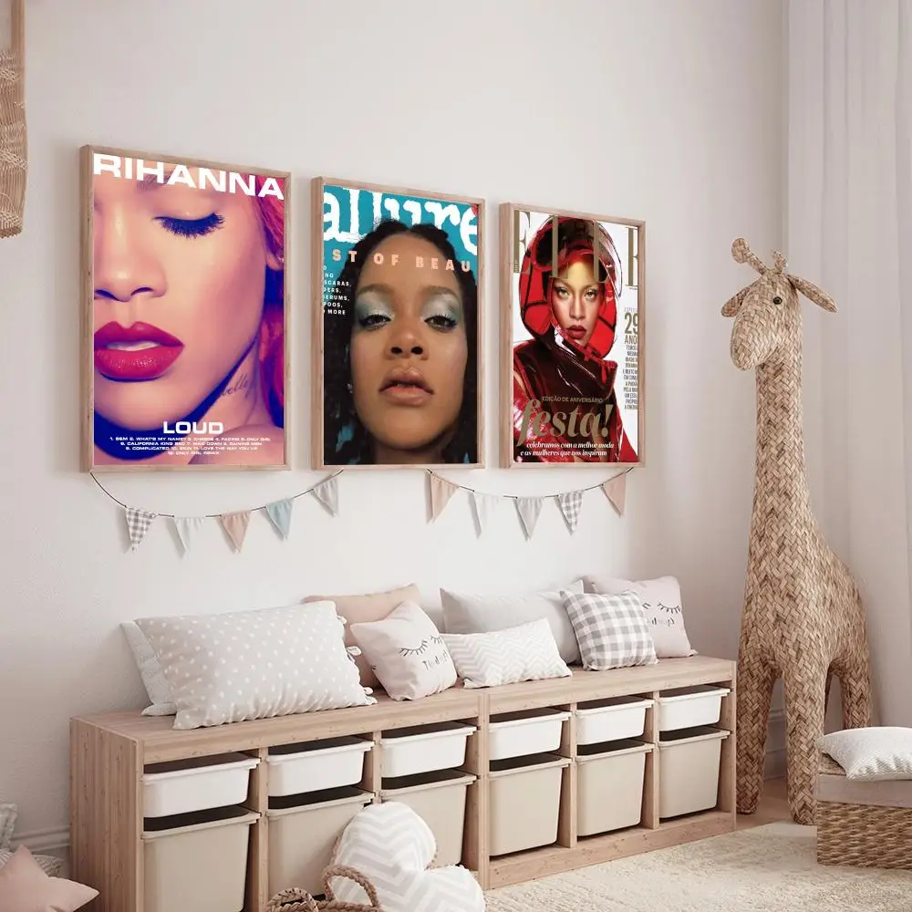 1 قطعة المغني R-ريهانا اللوحة الخط فرملس قماش ملصق جدار الفن مثالية للمدخل ديكور المنزل هدايا عيد #4