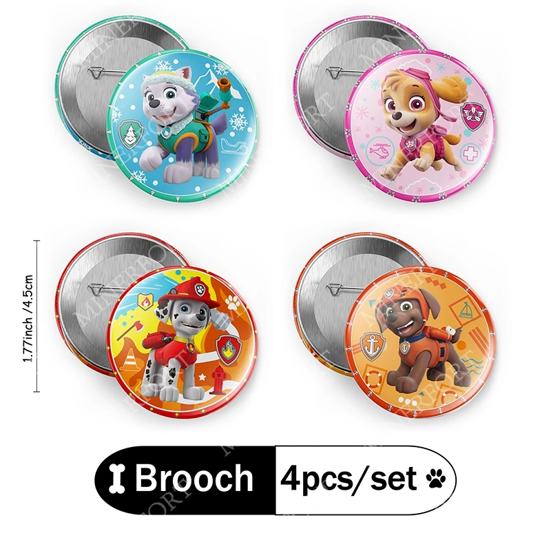 Paw Patrol Cartoon-Brosche, Kombination, niedlich, rund, exquisite Abzeichen, Broschen, kreative Anstecknadel für Kleidung, Hut, Rucksack, Geschenkzubehör