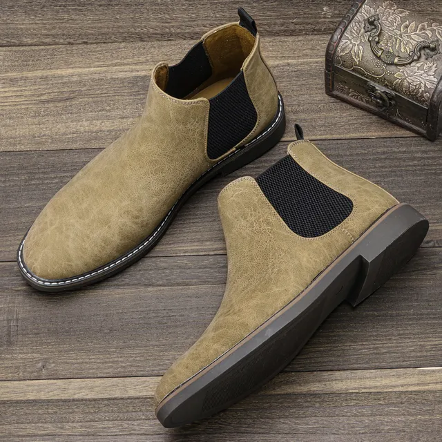 Chelsea boots men brand 2024 wygodne modne buty za kostkę męskie