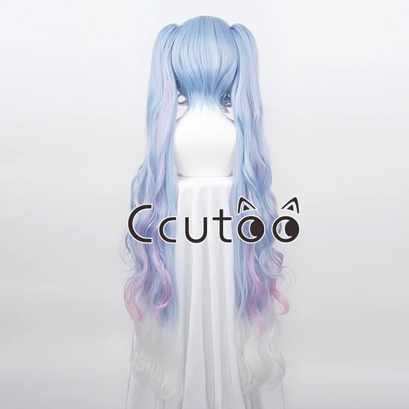 Snow Miku Cosplay Wigs Synthetic Wig With Long Wavy 120cm Ponytails Anime Heat Resistant Synthetic Hair Wigs view 4