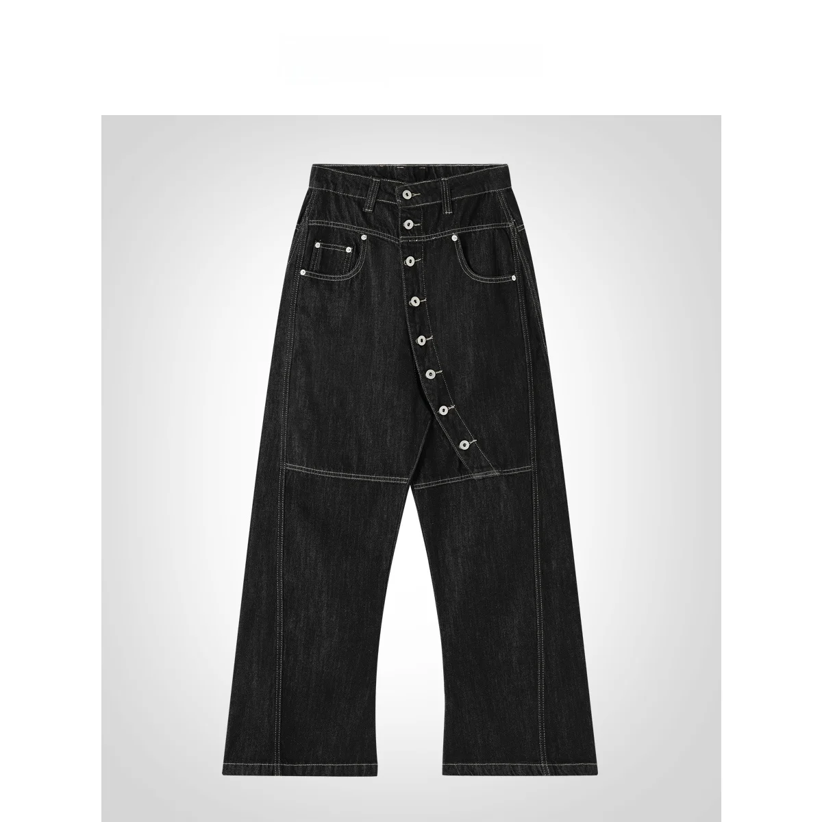 

IAMCPLUS Spring 2026SS Button Detail Jeans Loose Fit Natural Waist Cotton Denim Women's Fashion Spring Collection