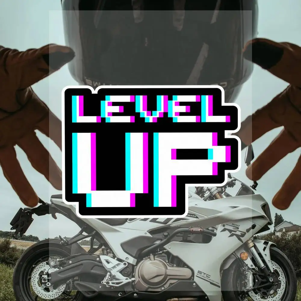 Level Up Racing Motorcycle Stickers Set Waterproof Vinyl Decals For Helmet Motorcycle Car Laptop Skateboard Luggage