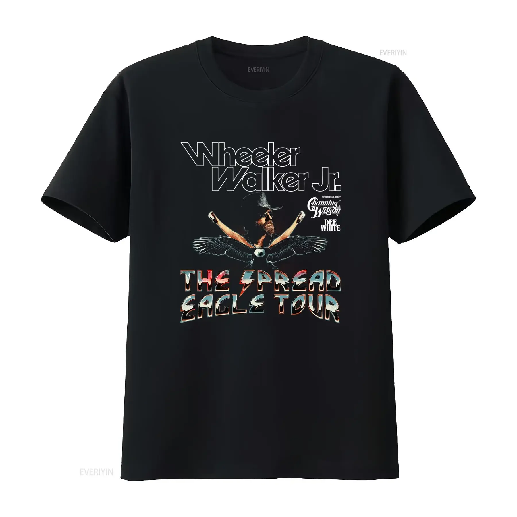 Wheeler Walker Jr The Spread Eagle Tour 2023 Fan T Shirt with Print vintage Washed Casual fashion homme Slightly Versatile Soft